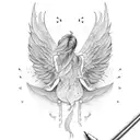 wings and music note tattoo design idea