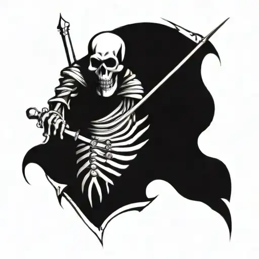 create a tattoo design which features a few skeleton warriors in dynamic poses, wearing detailed medieval armor and Incl tattoo design idea