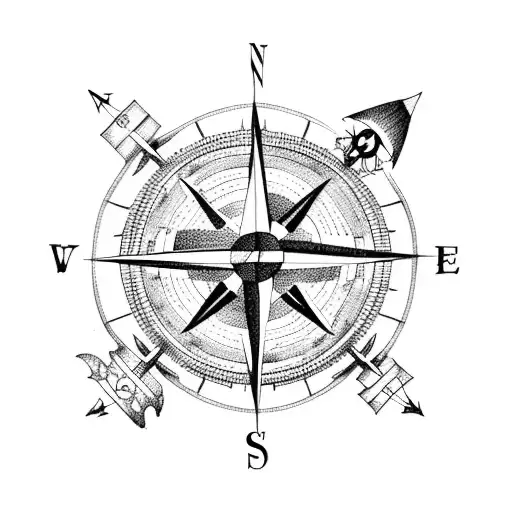 compass and rope over a map of cape cod tattoo design idea