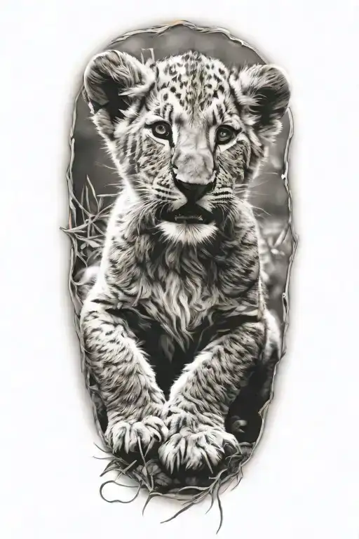 lion cub body tattoo design idea
