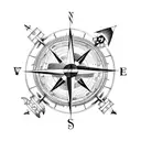 compass and rope over a map of cape cod tattoo design idea