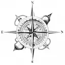 compass and rope over a map of cape cod tattoo design idea