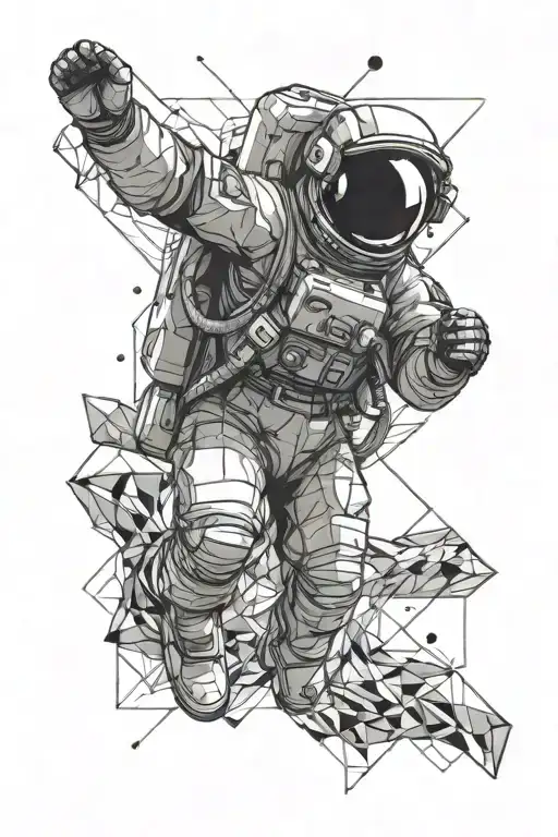 astronaut floating in space tattoo design idea