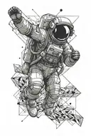 astronaut floating in space tattoo design idea