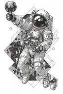 astronaut floating in space tattoo design idea