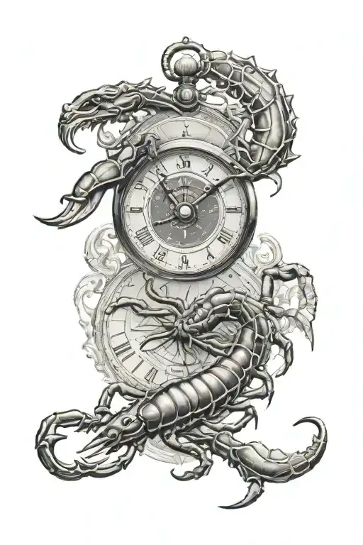 Scorpion clock compass anchor tattoo design idea