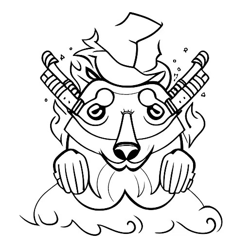 marmot in a wildfire holding an axe tattoo design idea