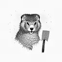 marmot in a wildfire holding an axe tattoo design idea