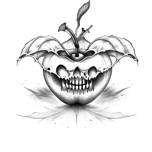rotten scary gross apples tattoo design idea