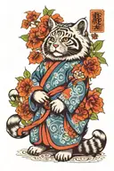 pallas cat ib blue kimono tattoo design idea