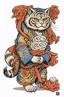 pallas cat ib blue kimono tattoo design idea