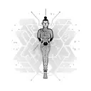A Muay Thai warrior with circuitry lines representing electronic music tattoo design idea