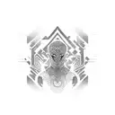 A Muay Thai warrior with circuitry lines representing electronic music tattoo design idea