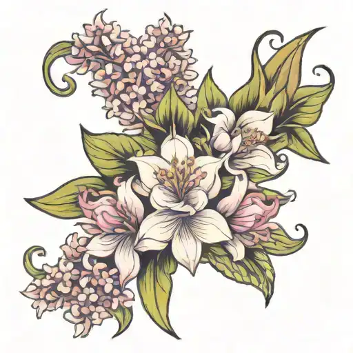 The name Jacee with hyacinth flowers tattoo design idea
