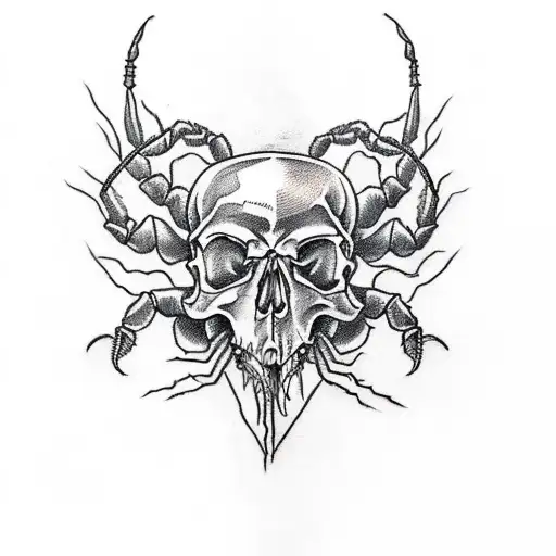 design a tattoo of a scorpion with details of skull on his arms and tail tattoo design idea