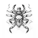design a tattoo of a scorpion with details of skull on his arms and tail tattoo design idea