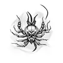design a tattoo of a scorpion with details of skull on his arms and tail tattoo design idea