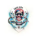 dopamine bottle versed on a monkey skull  tattoo design idea