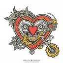 bike chain with heart and smiley face that form the words never give up tattoo design idea