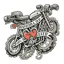 bike chain with a heart and smile forming the words never give up tattoo design idea