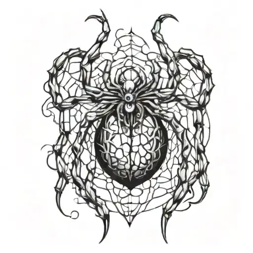 spider with the body of a heart and legs as veins and arteries  tattoo design idea