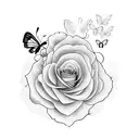 clock, roses, butterflies and clouds tattoo design idea