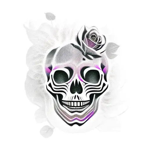 skull with roses tiger tattoo design idea