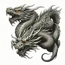 three headed dragon crawling top view from shoulder to tattoo design idea