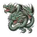 three headed dragon crawling top view from shoulder to tattoo design idea