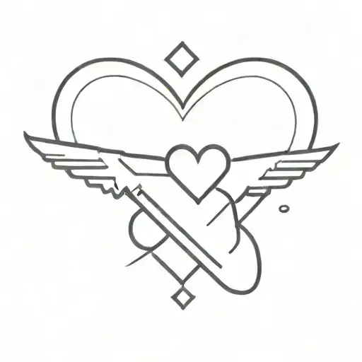 minimalistic, airplane, heart, friendship symbol tattoo design idea