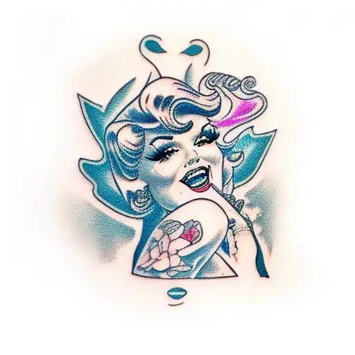 pinup girl ignorant style tattoo design idea