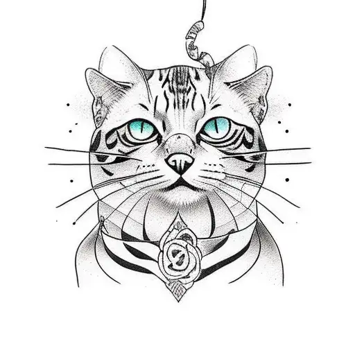 Bengal cat in water  tattoo design idea