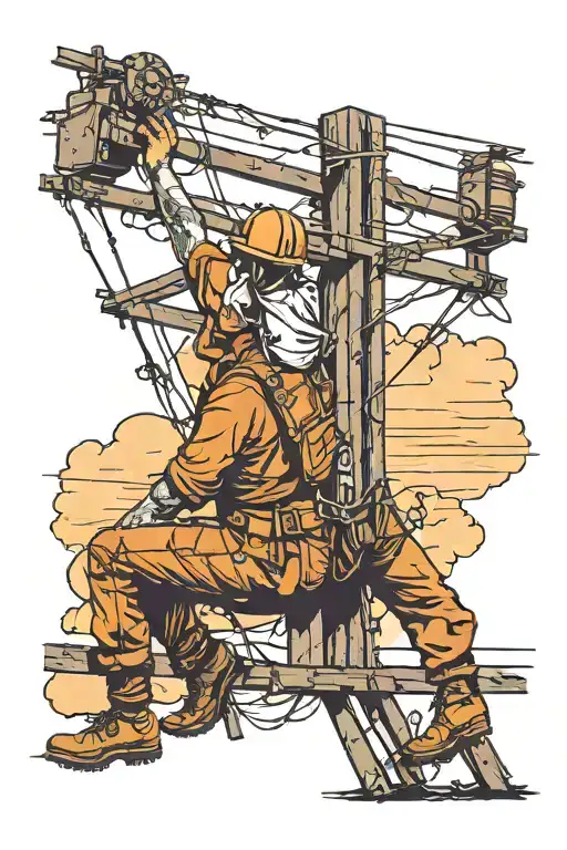 lineman working on power lines tattoo design idea