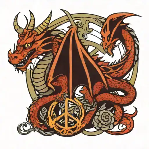 dragon and peace sign tattoo design idea