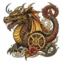 dragon and peace sign tattoo design idea