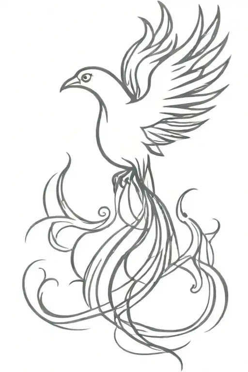 abstract phoenix with bed of flames tattoo design idea
