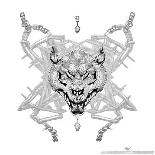  adan creation with chains tattoo design idea