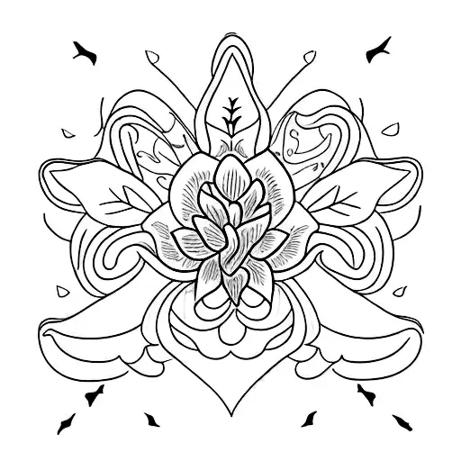 spine tattoo with November birth flower and February birth flower tattoo design idea