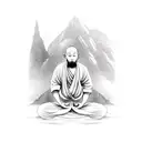 Monk doing meditation  tattoo design idea