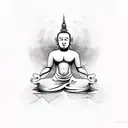 Monk doing meditation  tattoo design idea