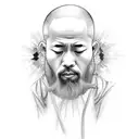 Monk doing meditation  tattoo design idea