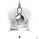 Monk doing meditation  tattoo design idea