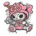 pink hello kitty zombie tattoo design idea