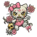 pink hello kitty zombie tattoo design idea