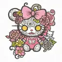 pink hello kitty zombie tattoo design idea