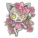 pink hello kitty zombie tattoo design idea