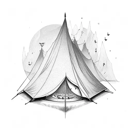 tent , camping, camping fire  tattoo design idea