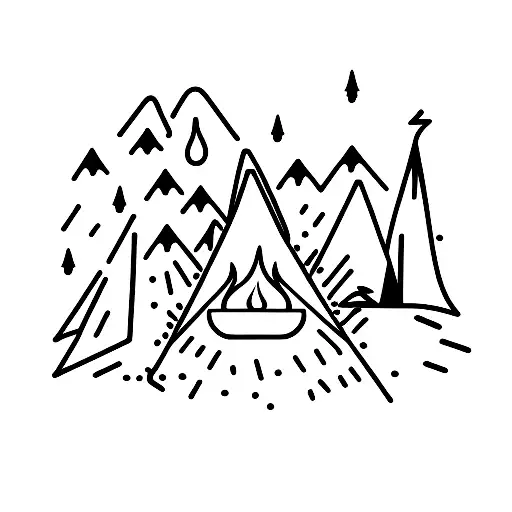  camping, camping fire  tattoo design idea