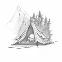 tent , camping, camping fire  tattoo design idea