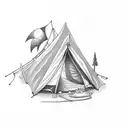 tent , camping, camping fire  tattoo design idea